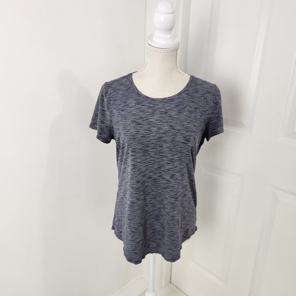 Lululemon Top Womens 8 Gray Heathered Casual Workout Training Gym T Shirt Tee